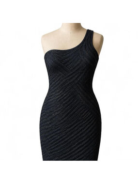 Aspeed design black bodycon dress with silver glitter